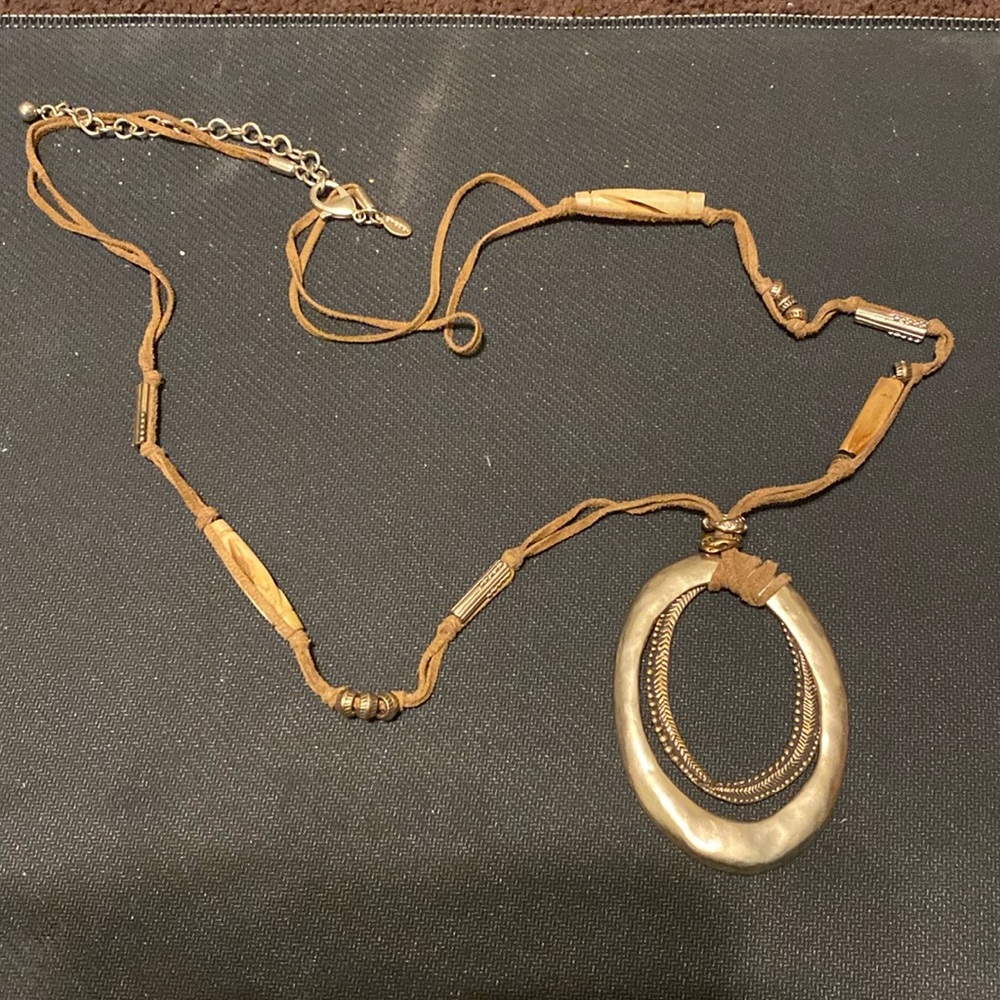Tagged Chico’s Neutral Colored Metal Bamboo Necklace